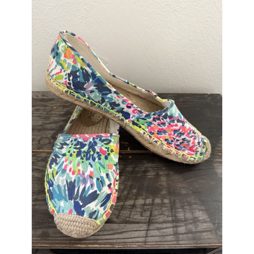 Lilly Pulitzer Espadrilles Women Size 8 Multicolor Floral Canvas Slip On Flats